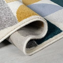 Xrugs Modern Grey Yellow Rug Geometric Patterned Living Room Bedroom Carpet Runner Mat