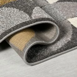 Xrugs Modern Grey Yellow Rug Geometric Patterned Living Room Bedroom Carpet Runner Mat
