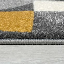 Xrugs Modern Grey Yellow Rug Geometric Patterned Living Room Bedroom Carpet Runner Mat