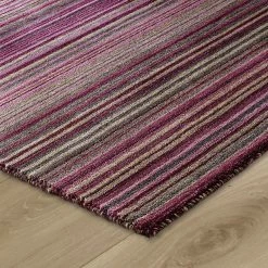 Xrug Wool Rug Handmade Purple Modern Striped Living Room Bedroom Carpet Thick Mat Runner New