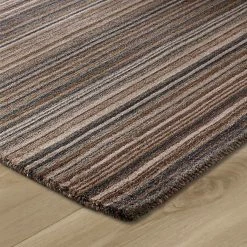 Xrug Wool Rug Handmade Brown Grey Modern Striped Living Room Bedroom Carpet Thick Mat Runner New