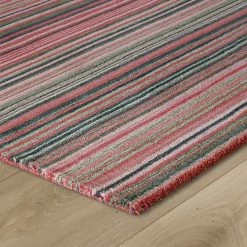 Xrug Wool Rug Handmade Pink Modern Striped Living Room Bedroom Carpet Thick Mat Runner New