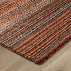 Xrug Orange Rug 100% Wool Handmade Modern Striped Living Room Bedroom Carpet Thick Mat Runner New