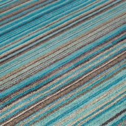 Xrug Blue Rug 100% Wool Handmade Modern Striped Living Room Bedroom Carpet Thick Mat Runner New