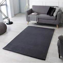 Xrug Charcoal Rug Super Soft Grey Plain Living Room Bedroom Carpet Short Pile Area Mat Modern
