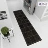Xrugs Modern Black Hall Runner Rug Non Slip Kitchen Hall Hallway Runner Long Carpet Geometric Durable Check Flat Weave Mat