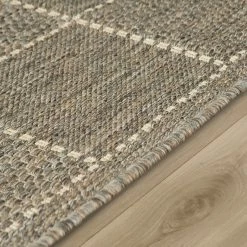 Xrugs Anti Slip Rug Living Room Grey Beige Check Flat Weave Carpet Mat Runner Modern