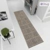 Xrugs Modern Grey Hall Runner Rug Non Slip Kitchen Hall Hallway Long Carpet Geometric Durable Check Flat Weave Mat