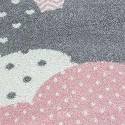 Xrugs Childrens Play Rug Baby Room Clouds Grey Pink Mat Small Large Kids Floor Carpet