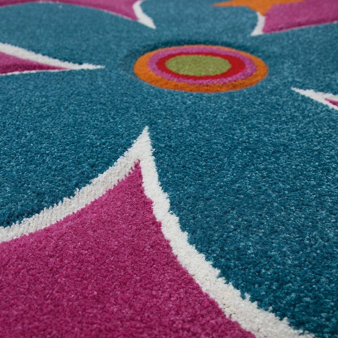 Xrugs Childrens Rug Floral Multicoloured Contour Cut Pattern Mat Kids Butterfly Carpet