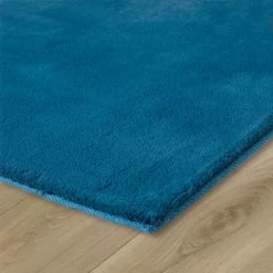 Xrug Teal Rug Super Soft Blue Plain Living Room Bedroom Carpet Short Pile Area Mat Modern