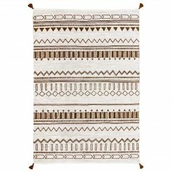 Xrug Cotton Rugs Hand Made Rug 100% Cotton Cream Brown Carpet With Tassels Moroccan Nomad Berber Living Room Bedroom Carpet Mat
