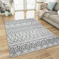 Xrugs Cotton Rugs Cotton Rug Washable Cream Grey Aztec Pattern Large & Small Flatweave Natural Bedroom Living Room Carpet Mat With Tassels
