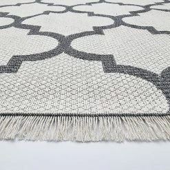 Xrugs Cotton Rugs Runner Rug 300cm 100% Cotton Machine Washable Cream Grey With Tassels Natural Runner For Bedroom Hallway