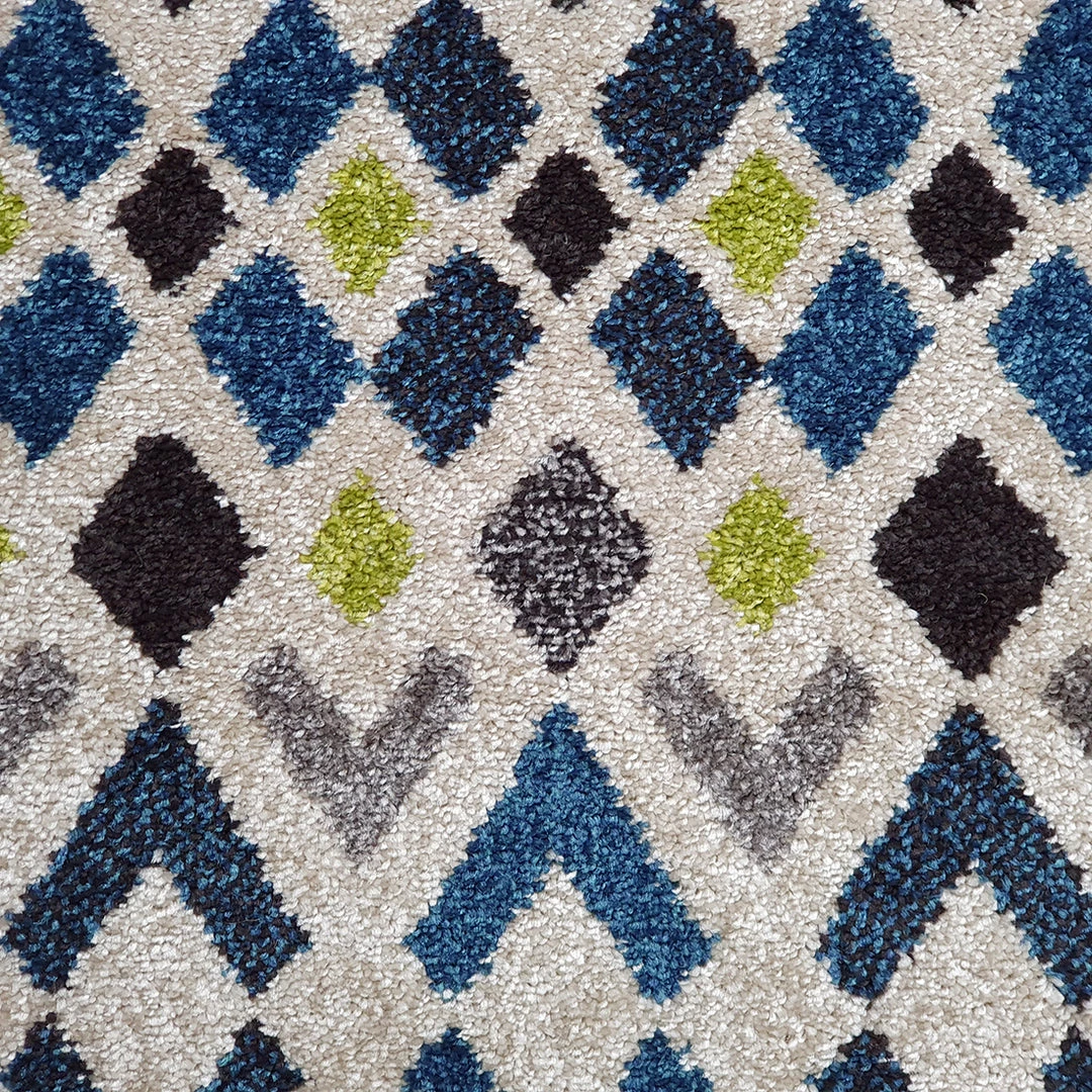 Xrugs Cream Blue Green Rug Geometric Diamond Pattern Carpet Runner Modern Small Large