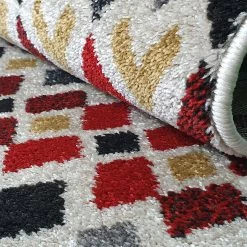 Xrugs Cream Rug Red Yellow Grey Diamond Geometric Berber Pattern Small Large Runner