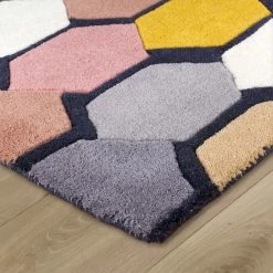 Xrug Wool Rug Diamond Heavy Thick Hand Tufdted Rugs With Grey Pink Yellow Multicoloured Contour Cut Pattern Natural Carpet Area Mat Modern 8 Xrug Wool Rug Diamond Heavy Thick Hand Tufdted Rugs With Grey Pink Yellow Multicoloured Contour Cut Pattern Natural Carpet Area Mat Modern