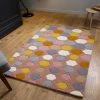 Xrug Mulitcoloured Rug 100% Wool Hand Tufted Carpet Pink Grey Geometric Hand Carved Pattern Heavy Thick Living Room Bedroom Area Mat