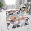 Xrugs Diamond Rug Multi Colour Pastel Hand Carved Pattern Small Large Woven Carpet Mat