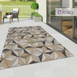 Xrugs Outdoor Rugs Outdoor Carpet Rug Plastic Grey Beige Flat Weave Geometric Large Runner Area Mat
