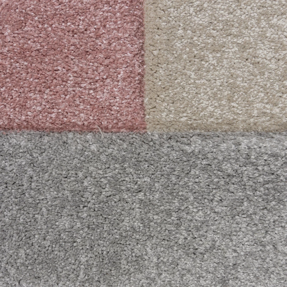 Xrugs Dusky Pink Rug Hand Carved Pattern Mat Modern Geometric Carpet For Living Room