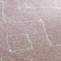Xrugs Dusky Pink Rug Thick Pile Carpet Aztec Pattern Modern Living Room Lounge Mat New