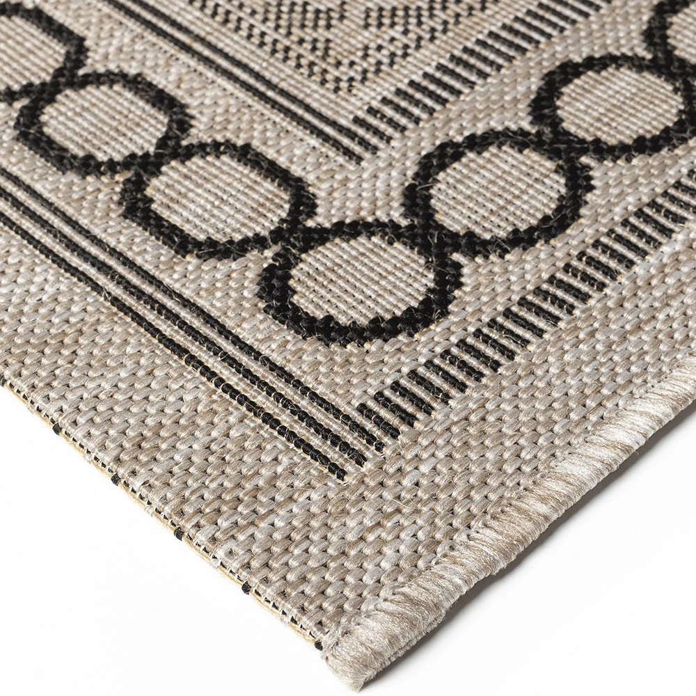 Xrugs Flat Woven Rugs Grey Black Kitchen Carpet Trellis Pattern Hard Wearing Floor Mat