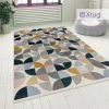 Xrugs Modern Geometric Rug Cream Blue Grey Yellow Multicoloured Rug Runner Area Mat
