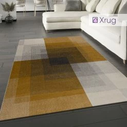 Xrugs Grey And Ochre Rug Modern Yellow Geometric Large Small Abstract Room Runner Mat