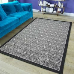 Xrugs Cotton Rugs Cotton Rug Black Geometric Machine Washable Large & Small Flatweave Natural Bedroom Living Room Carpet Mat