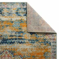Xrugs Distressed Blue And Mustard Rug Large Small Vintage Oriental Multi Colour Carpet Modern