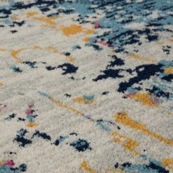 Xrugs Distressed Rug Navy Blue Mustard Yellow Abstract Large Pattern Small Carpet Mat