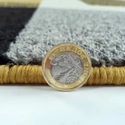 Xrugs Geometric Rug Gold Grey Black Modern Pattern Mat Large Bedroom Lounge Carpet New