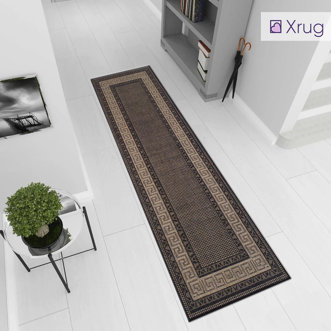 Xrugs Grey Runner Rug Non Slip Greek Key Border Style Kitchen Hallway Long Runner Durable Carpet Mat 5 Xrugs Grey Runner Rug Non Slip Greek Key Border Style Kitchen Hallway Long Runner Durable Carpet Mat