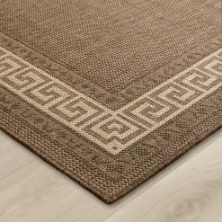 Xrugs Kitchen Rug Carpet Non Slip Brown Greek Key Border Style Large Small Runner Mat