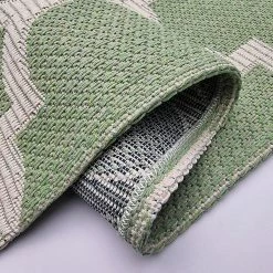 Xrugs Cotton Rugs Green Cotton Rug Washable Trellis XL Large & Small Flatweave Natural Living Room Bedroom Carpet