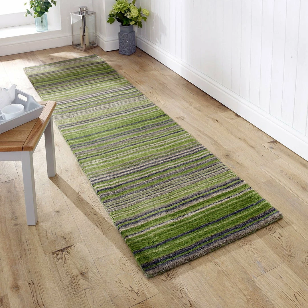 Xrug Wool Rug Handmade Green Modern Striped Living Room Bedroom Carpet Thick Mat Runner New 4 Xrug Wool Rug Handmade Green Modern Striped Living Room Bedroom Carpet Thick Mat Runner New