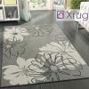 Xrugs Modern Floral Rug Grey Ivory Black Patterned Carpet Woven Living Room Floor Mats