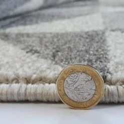 Xrugs Grey Cream Rug Geometric Pattern Woven Living Room & Bedroom Carpet Mat Small Large