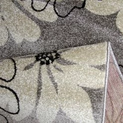 Xrugs Modern Floral Design Rug Silver Grey White Soft Low Pile Woven Floor Carpet For Living Room Or Bedroom