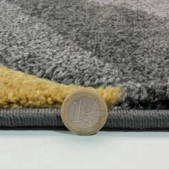 Xrugs Grey Ochre Rug Geometric Hand Carved Pattern Carpet Abstract Bedroom Floor Mat