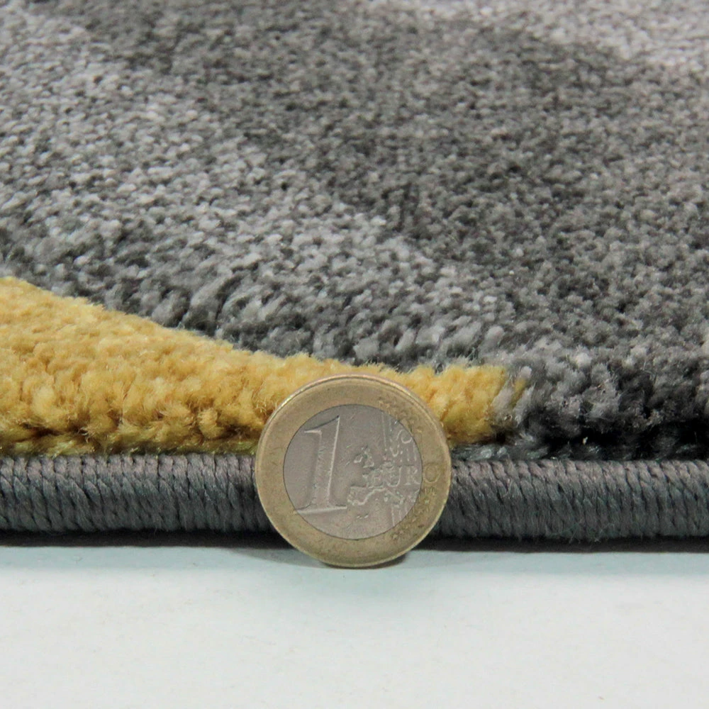 Xrugs Grey Ochre Rug Geometric Hand Carved Pattern Carpet Abstract Bedroom Floor Mat