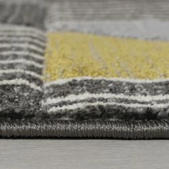 Xrugs Grey Yellow Mustard Rug Hand Carved Geometric Pattern Extra Large Carpet New Mat Modern