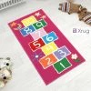 Xrug Kids Rug Girls Hopscotch NON SLIP MACHINE WASHABLE Pink Nursery Play Mat For Girls Bedroom Playroom 80x150cm