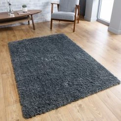 Xrug Dark Grey Fluffy Rug Large Small Runner 4cm Long Pile For Bedroom Living Room Charcoal Shaggy Carpet Mat Modern
