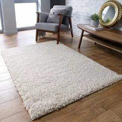 Xrug Modern Cream Fluffy Rug Large Small Runner 4cm Long Pile For Bedroom Living Room White Cream Shaggy Carpet Mat