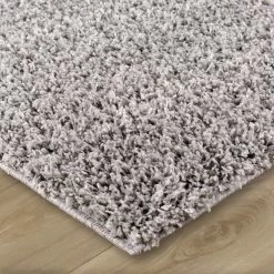 Xrug Modern Grey Fluffy Rug Large Small Runner 4cm Long Pile For Bedroom Living Room Silver Grey Shaggy Carpet Mat