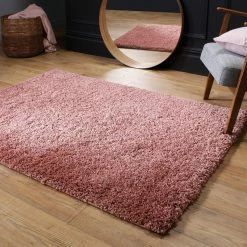 Xrug Modern Pink Fluffy Rug Large Small Runner 4cm Long Pile For Bedroom Living Room Blush Pink Shaggy Carpet Mat