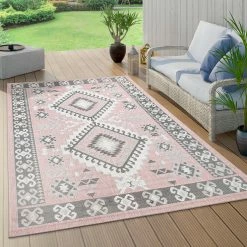 Xrugs Outdoor Rugs Extra Large Outdoor Rug Pink Grey Oriental Pattern Large Small Patio Garden Mat