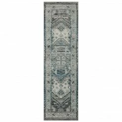 Xrugs Traditional Rug Grey Cream Oriental Pattern Large Small Runner Circle Area Mats Runners